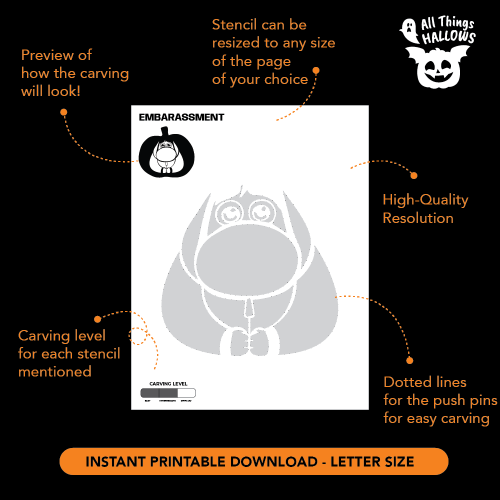  Inside Out 2: Embarrassment Pumpkin Stencil