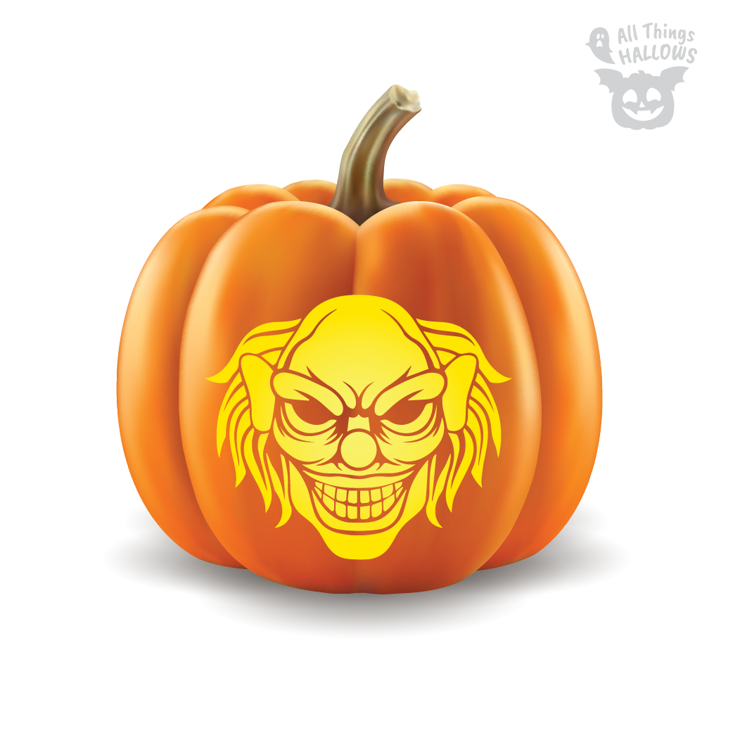 Evil Clown Pumpkin Stencil