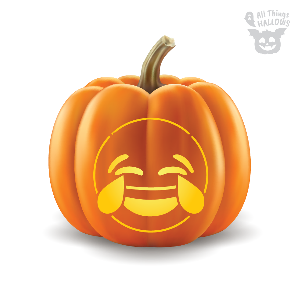 Face With Tears Of Joy Emoji Pumpkin Stencil