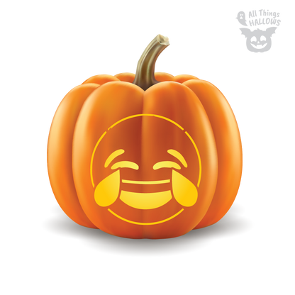 Face With Tears Of Joy Emoji Pumpkin Stencil