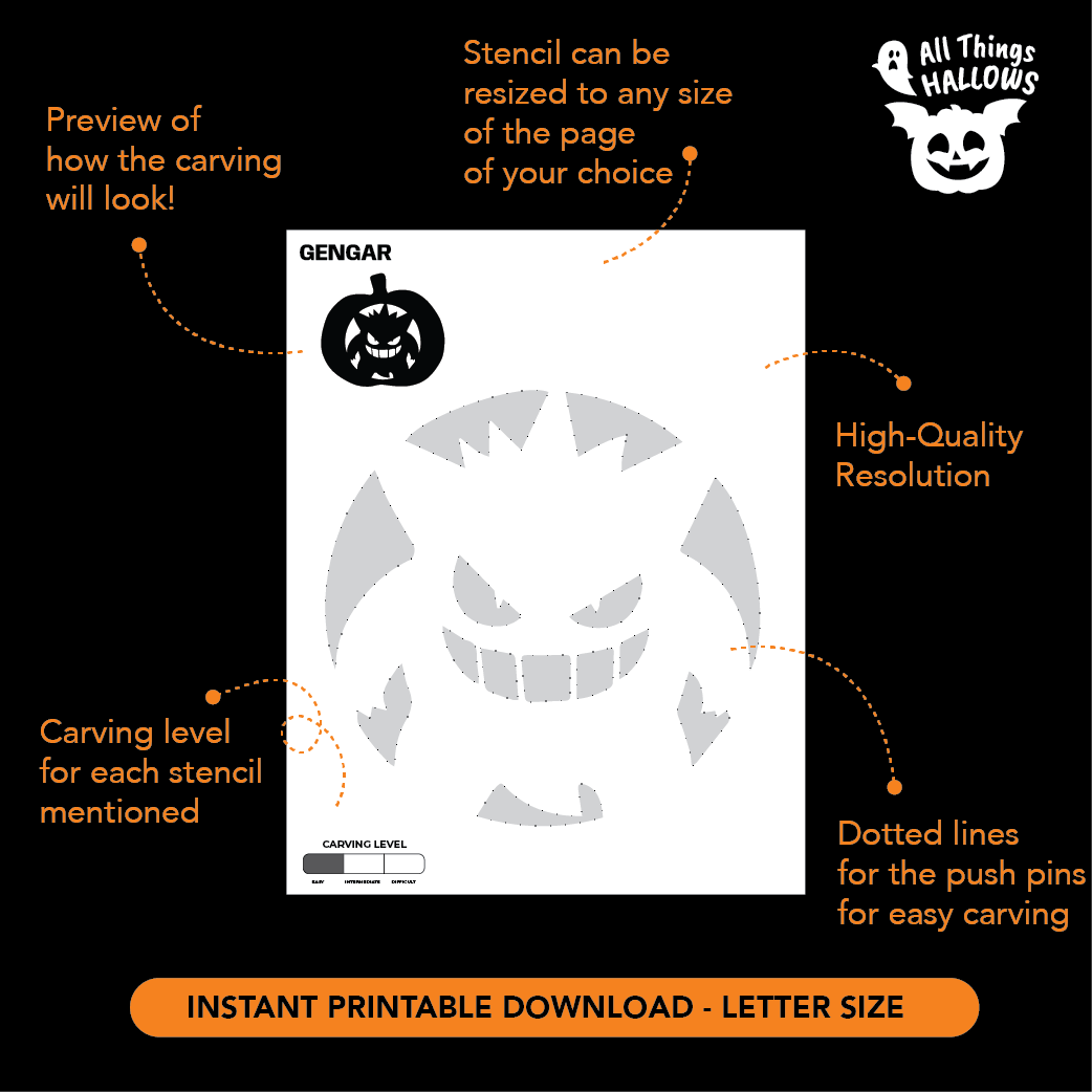 Gengar Pumpkin Stencil