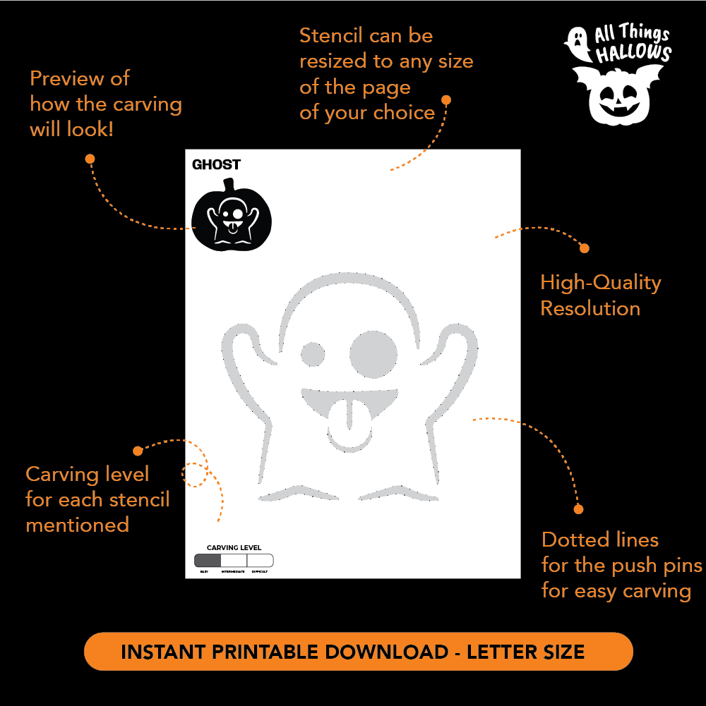 Ghost Emoji Pumpkin Stencil