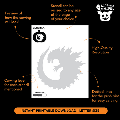 Godzilla Pumpkin Stencil