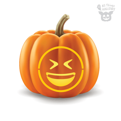 Grinning Squinting Face Emoji Pumpkin Stencil