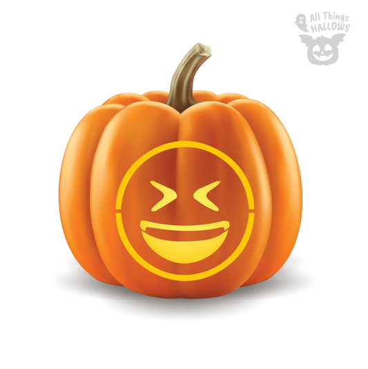 Grinning Squinting Face Emoji Pumpkin Stencil