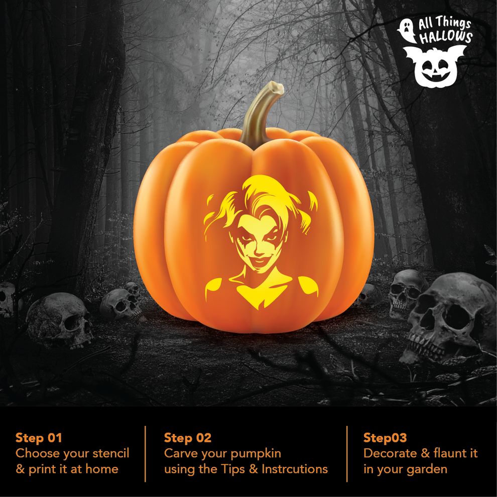Harley Quinn Pumpkin Stencil AllThingsHallows
