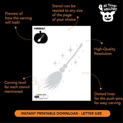 Firebolt Pumpkin Stencil