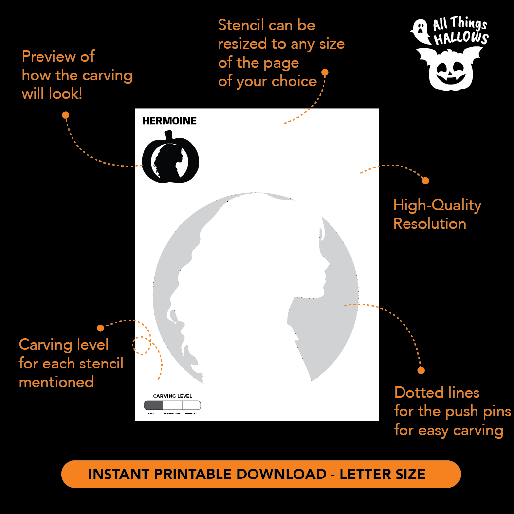 Hermione Granger Pumpkin Stencil