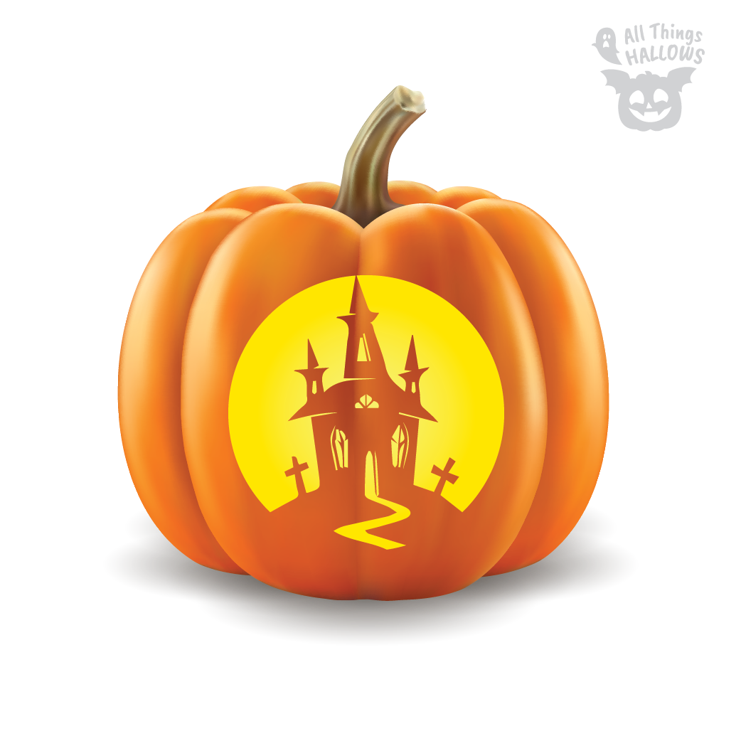 Haunted House Pumpkin Stencil