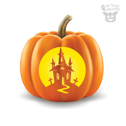 Haunted House Pumpkin Stencil