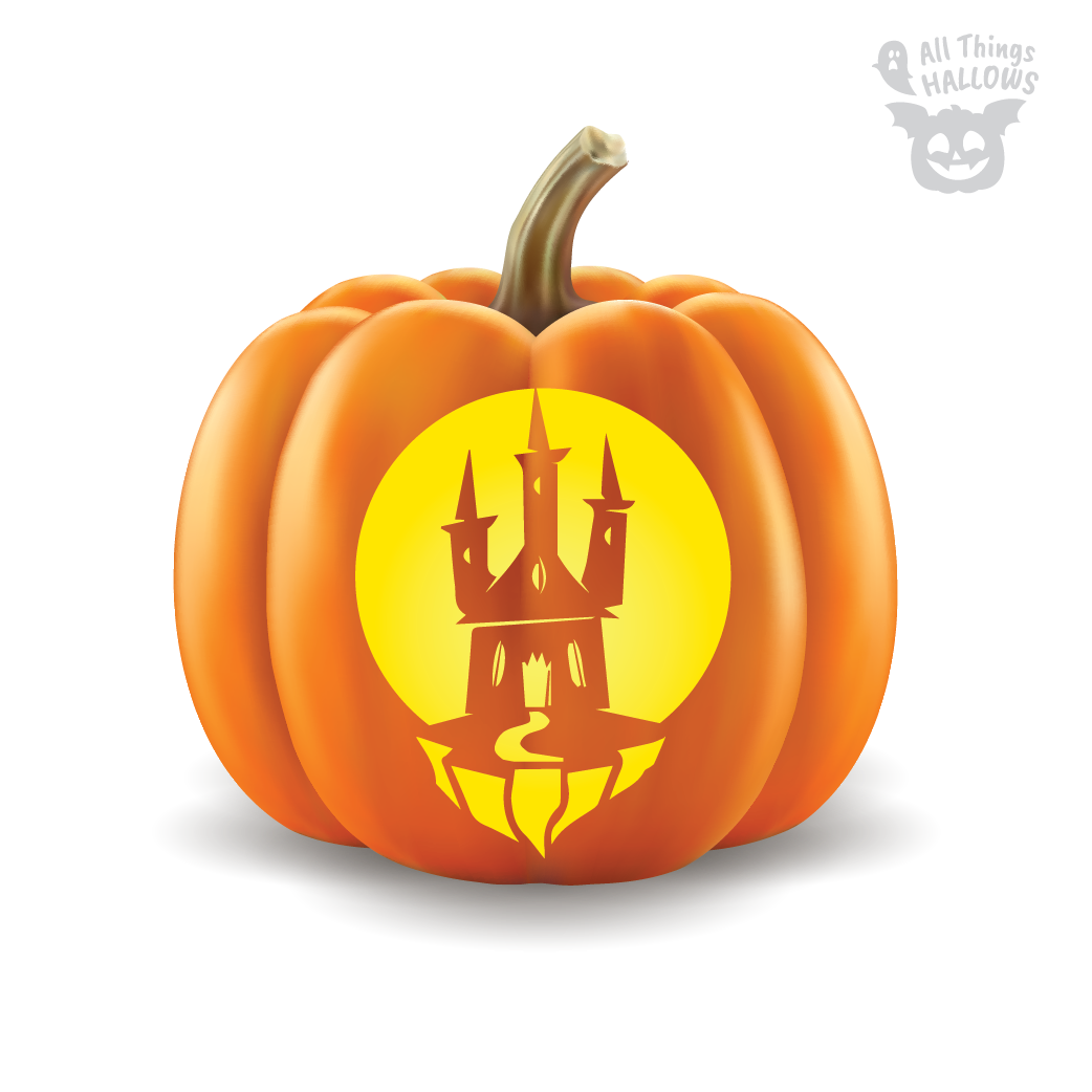 Haunted House Pumpkin Stencil