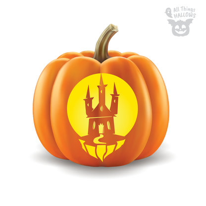 Haunted House Pumpkin Stencil