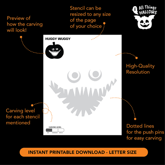 Huggy Wuggy Pumpkin Stencil