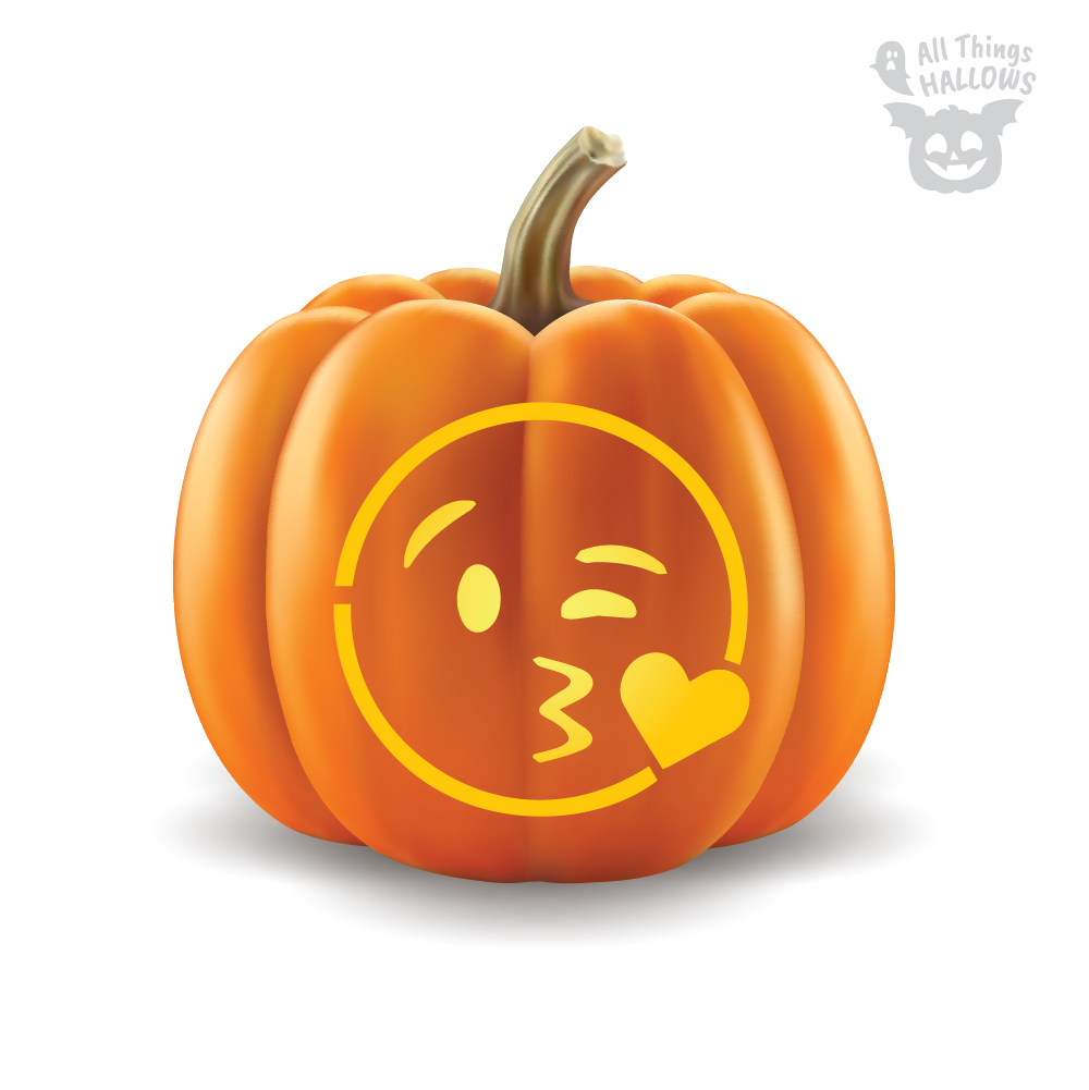 Kissing Heart Emoji Pumpkin Stencil