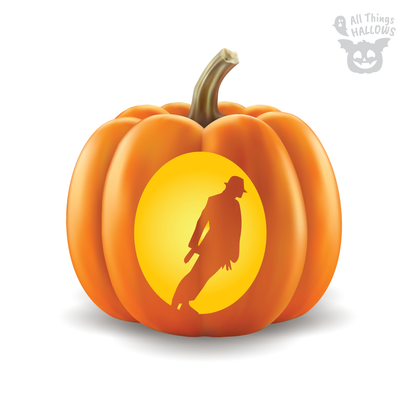 Michael Jackson Anti-Gravity Lean pumpkin carving pattern featuring his famous forward-leaning dance pose and signature fedora hat.
