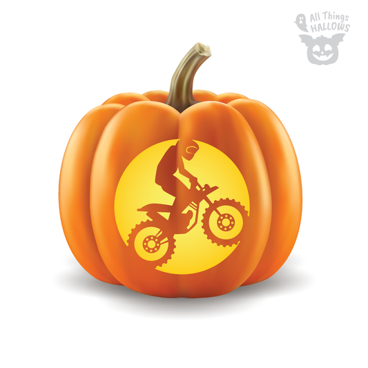 Motocross Pumpkin Stencil