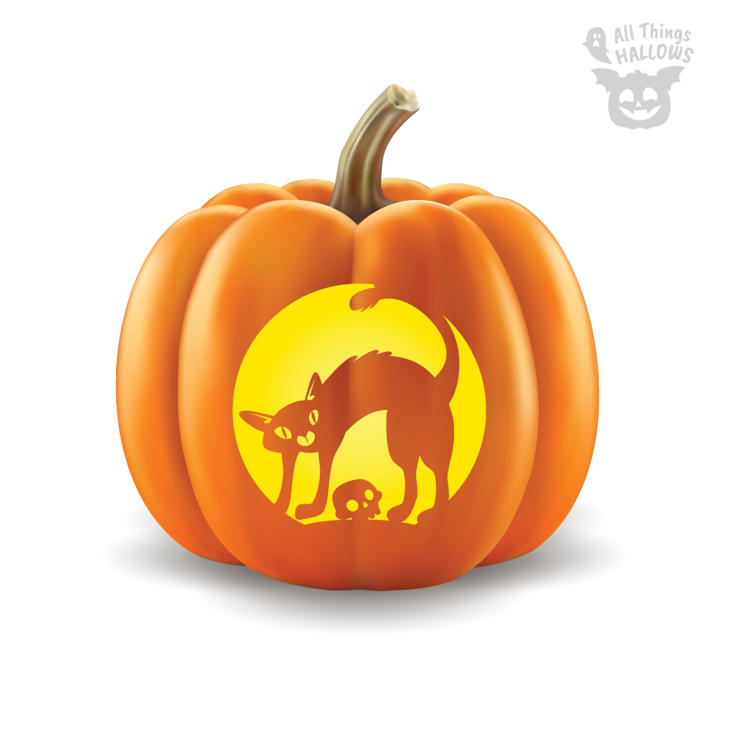 Scary Cat Pumpkin Stencil AllThingsHallows