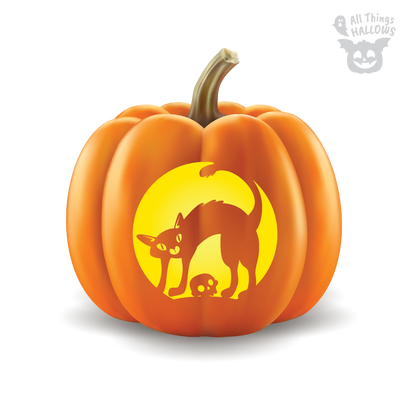 Scary Cat Pumpkin Stencil