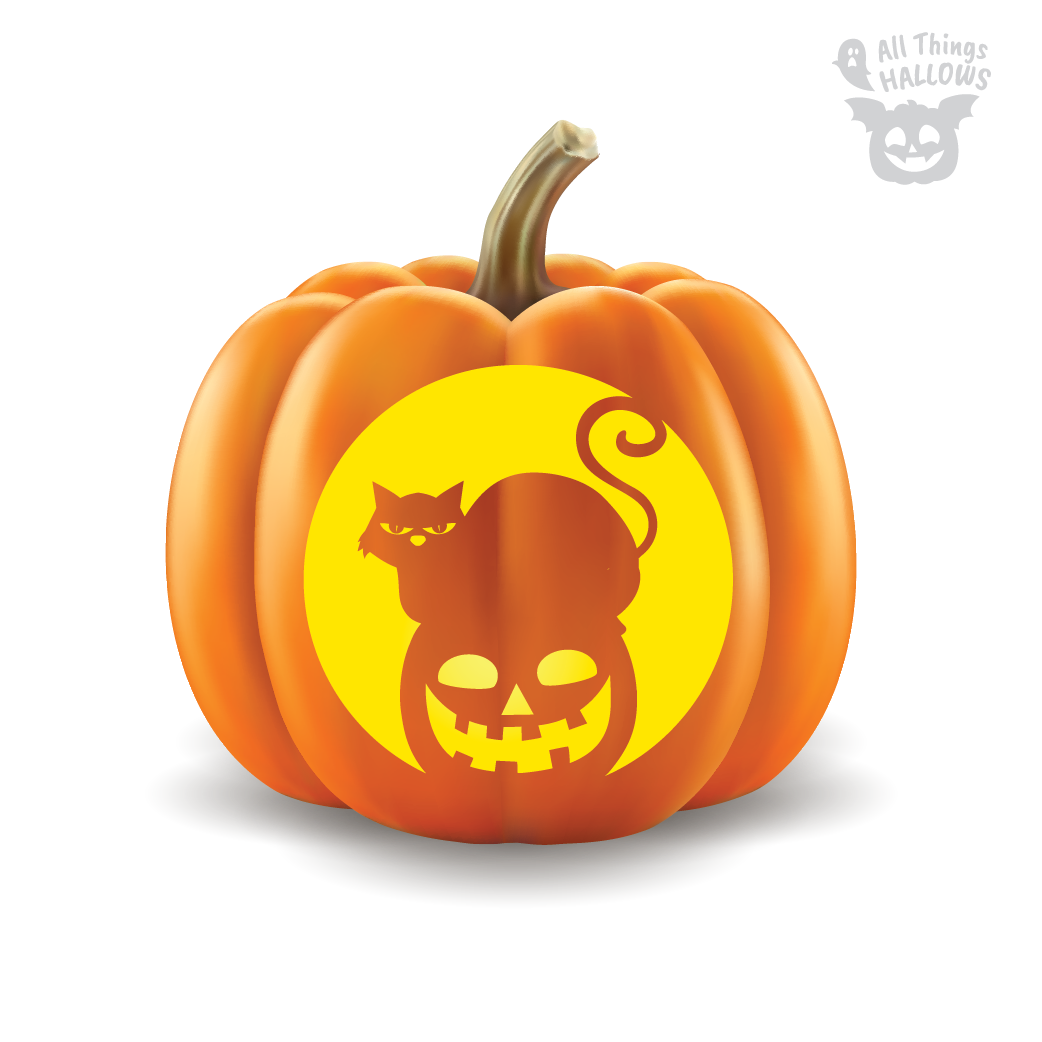 Scary Cat Pumpkin Stencil