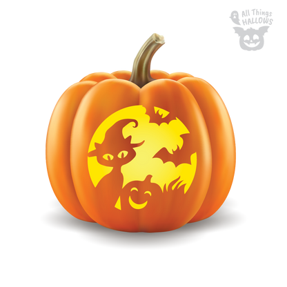 Scary Cat Pumpkin Stencil