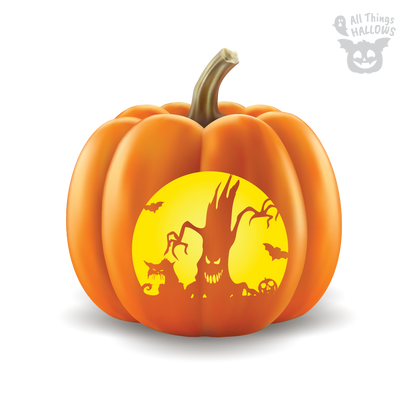 Scary Evil Tree Pumpkin Stencil