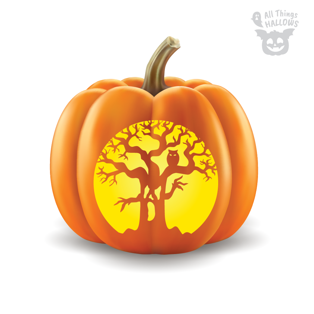 Scary Evil Tree Pumpkin Stencil