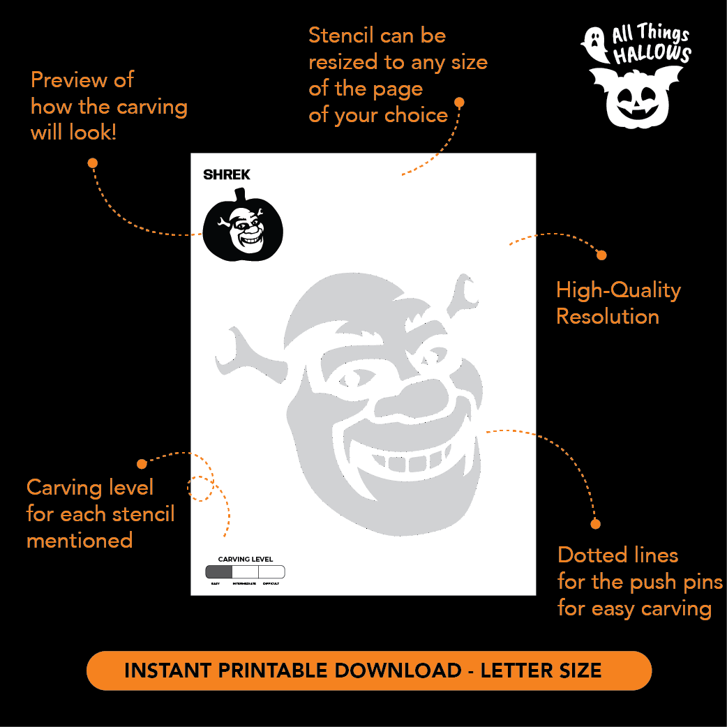 Shrek Pumpkin Stencil