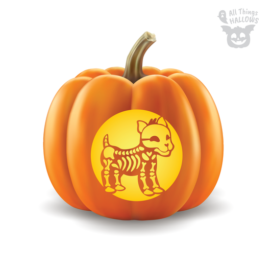 Skeleton Dog Pumpkin Stencil