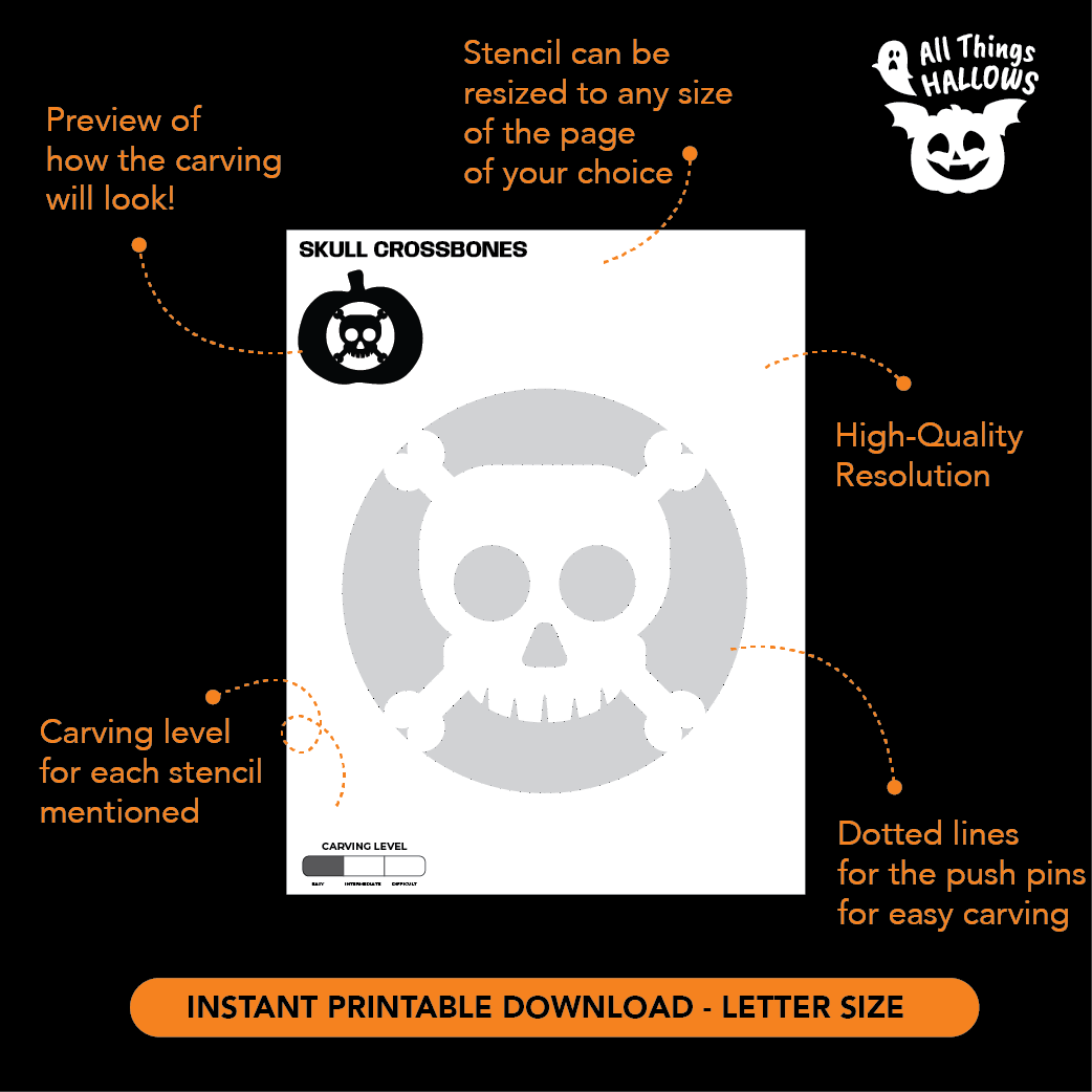 Skull Crossbones Pumpkin Stencil