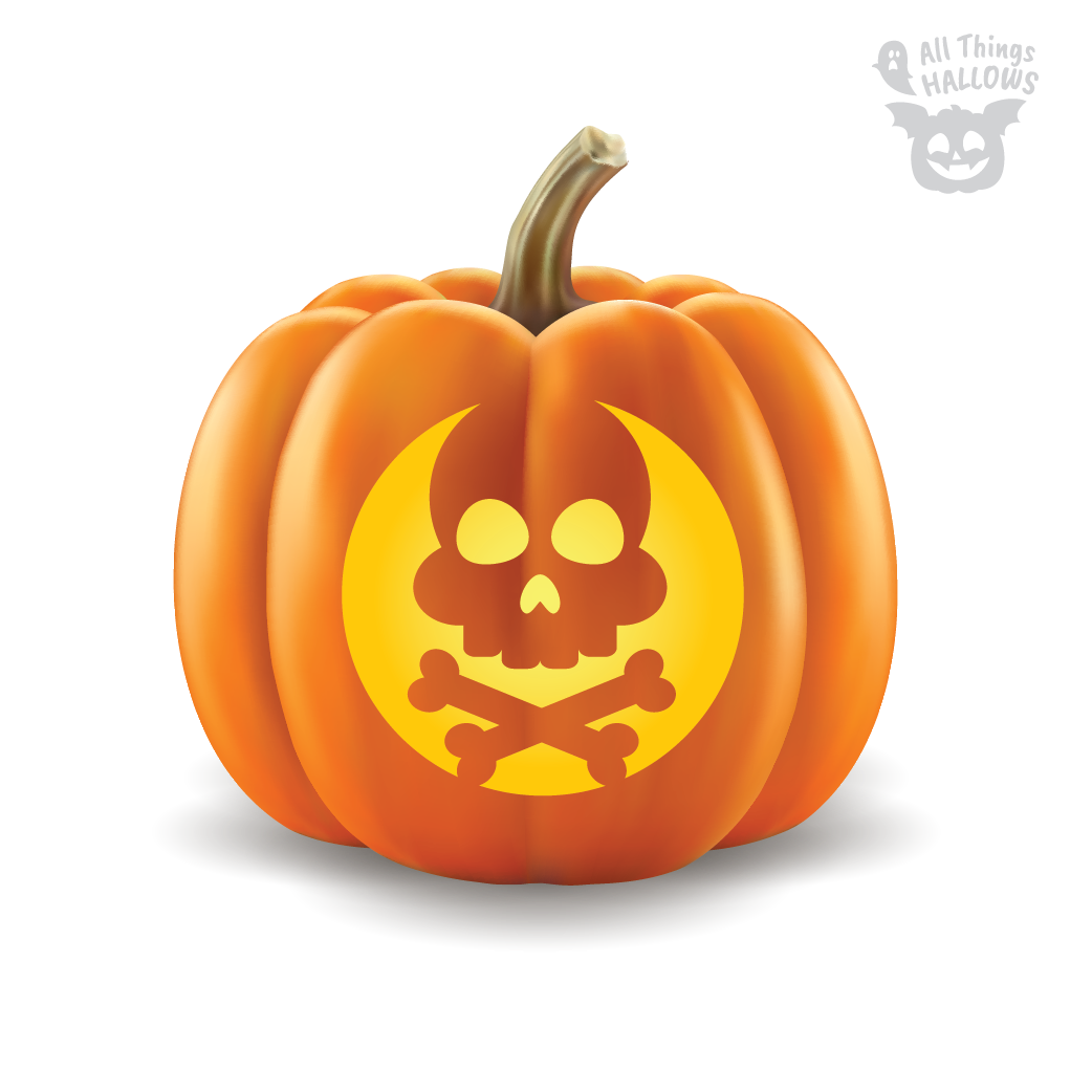 Skull Crossbones Pumpkin Stencil