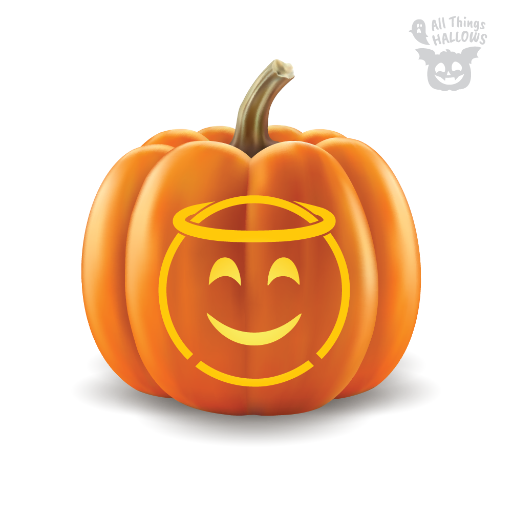 Smiling Face With Halo Emoji Pumpkin Stencil