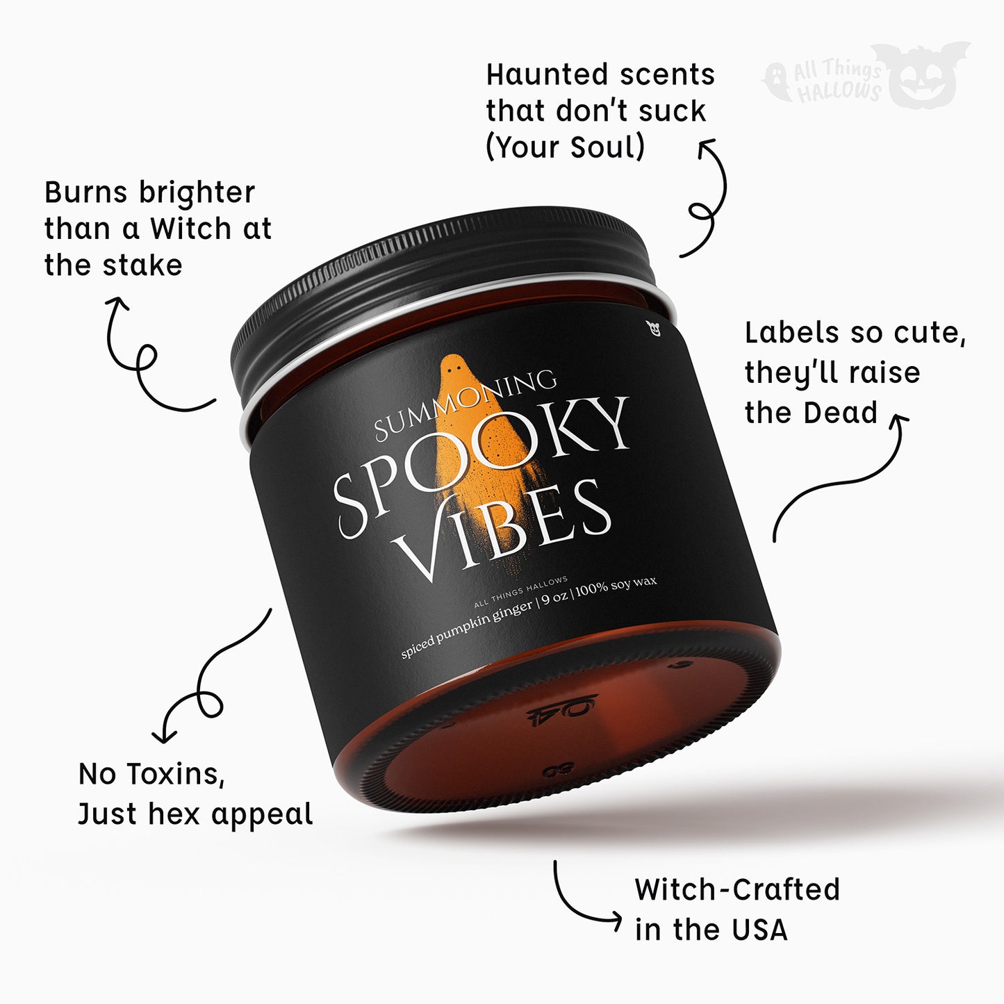 Spiced Pumpkin Ginger Candle Jar for Halloween Spooky Vibes