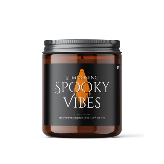 Spiced Pumpkin Ginger Candle Jar for Halloween Spooky Vibes