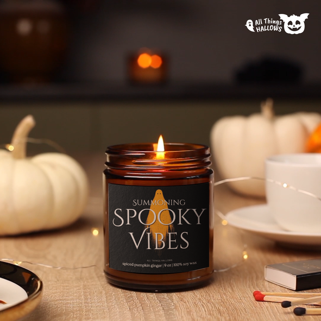 Spiced Pumpkin Ginger Candle Jar for Halloween Spooky Vibes