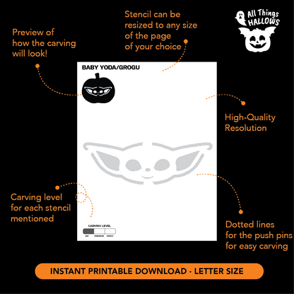 Baby Yoda Pumpkin Stencil 