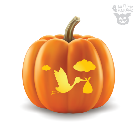 Stork and Baby Pumpkin Stencil