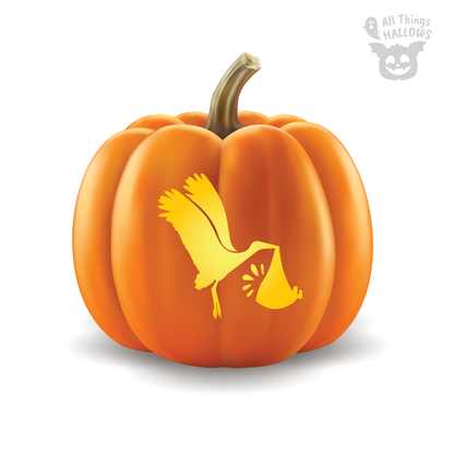 Stork and Baby Pumpkin Stencil