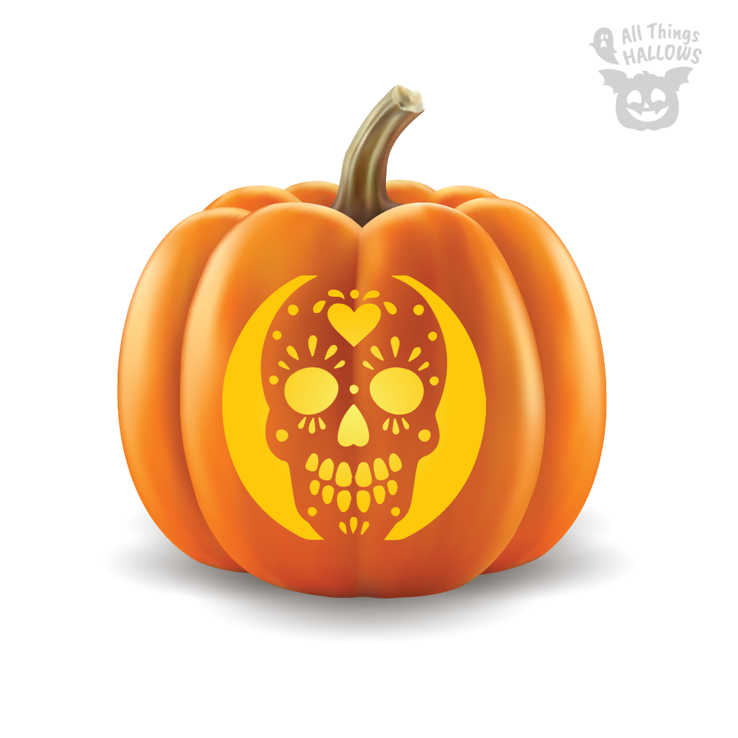 Sugar Skull Pumpkin Stencil