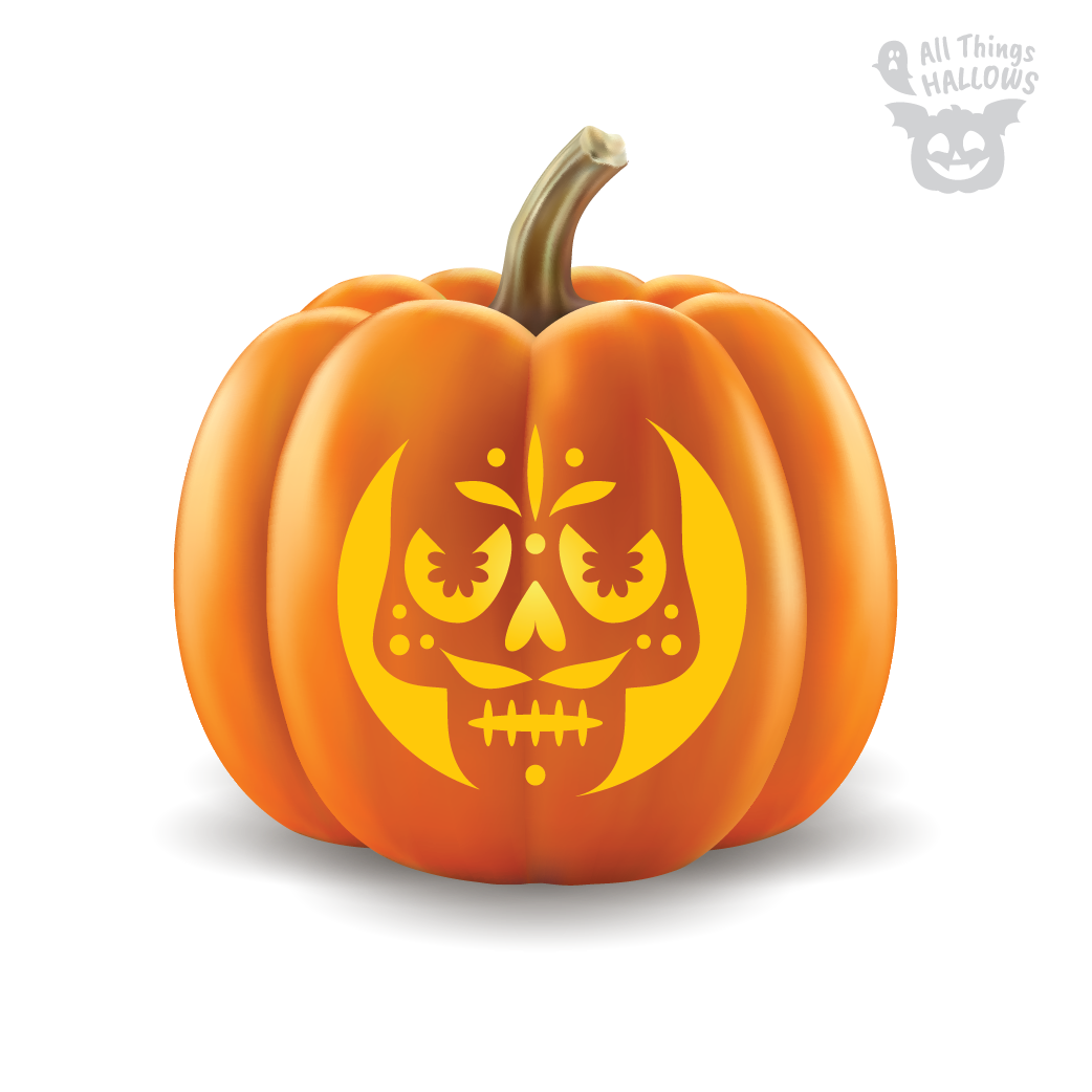 Sugar Skull Pumpkin Stencil