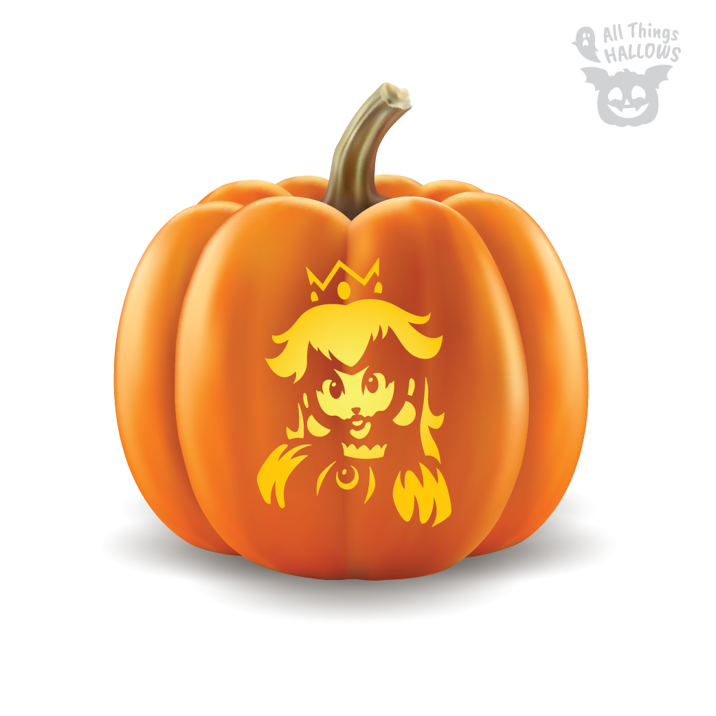 Princess Peach Pumpkin Stencil