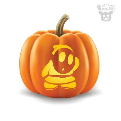 Shy Guy Mario Pumpkin Stencil