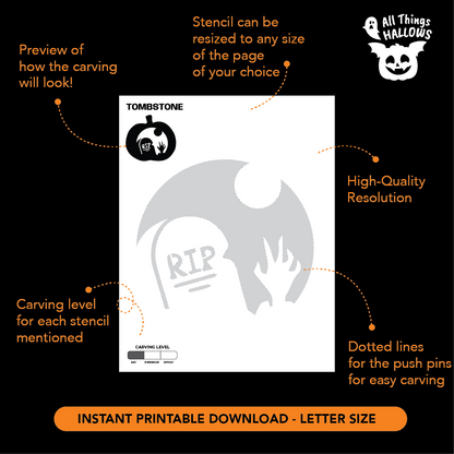 Tombstone Pumpkin Stencil