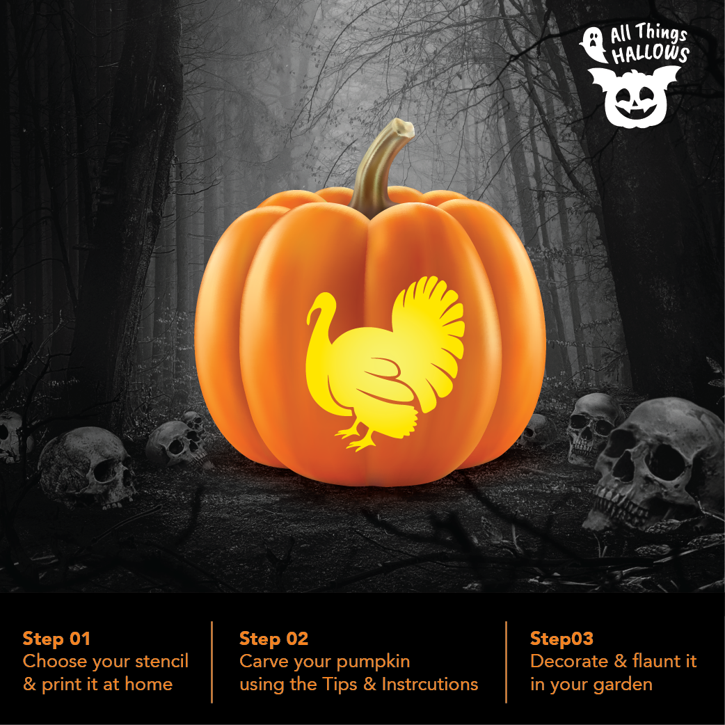 turkey pumpkin stencil - allthingshallows – allthingshallows