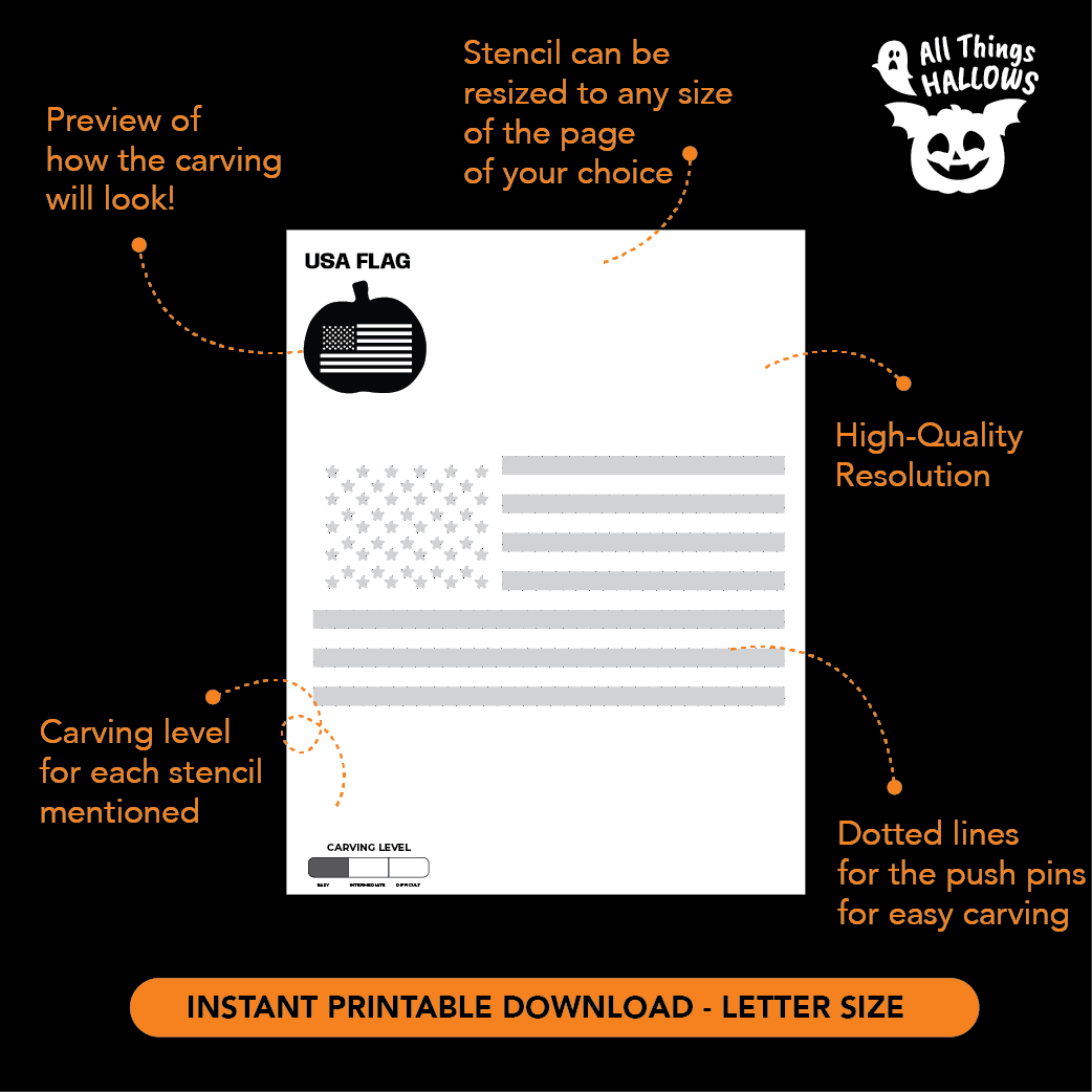 USA Flag Pumpkin Stencil