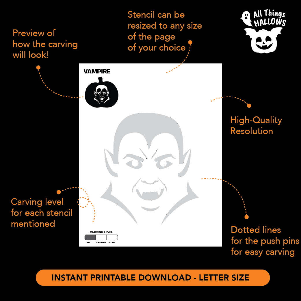 Vampire Pumpkin Stencil