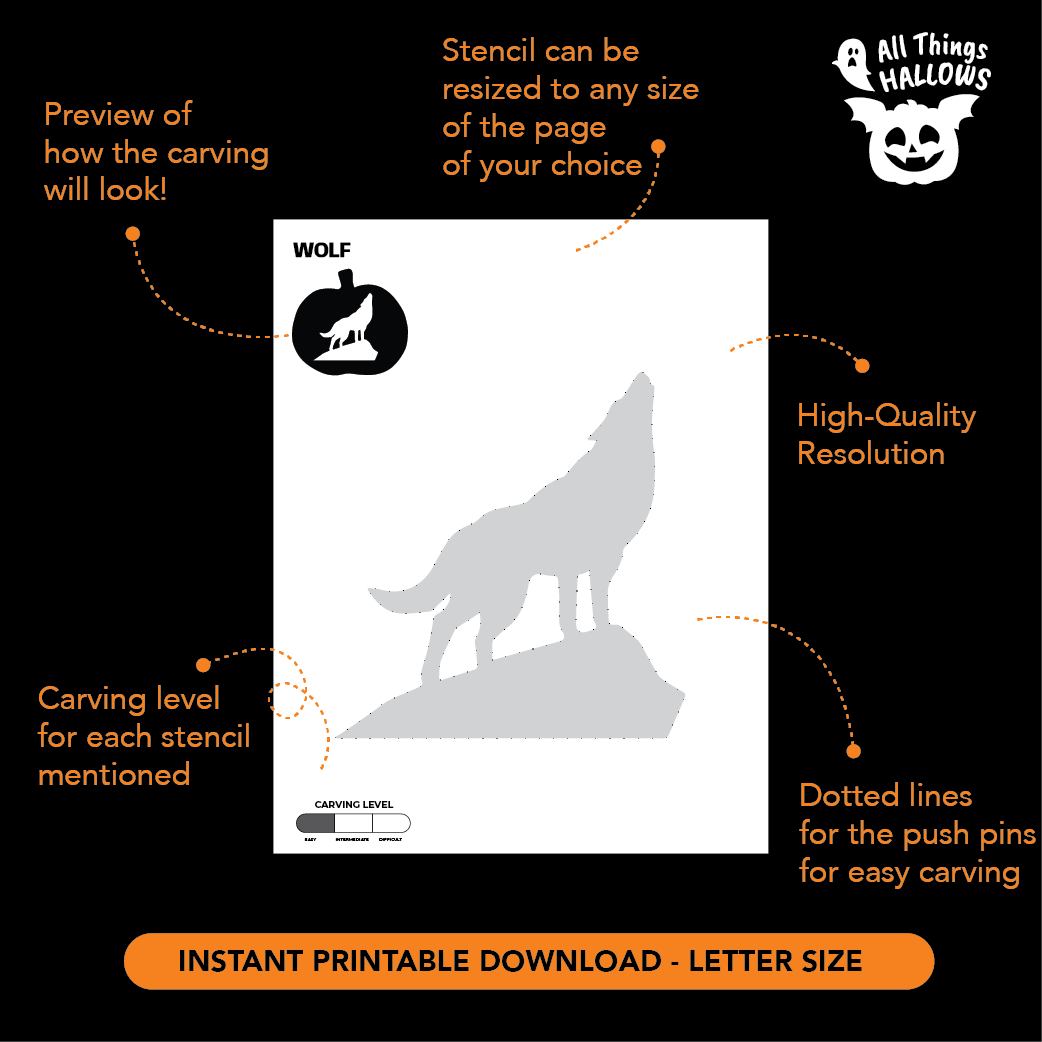 Wolf Pumpkin Stencil